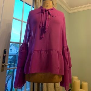 Saks Fifth Avenue fuchsia chiffon blouse.